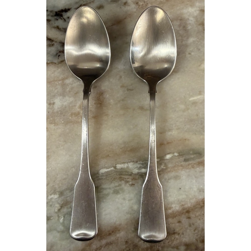 ONEIDA Stainless AMERICAN COLONIAL Set of 2  TEASPOONS 6" Satin Cube Mark USA